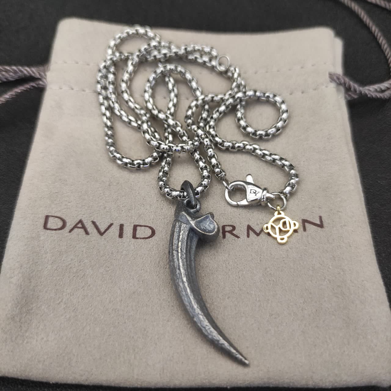 David Yurman Silver Horn Pendant Necklace